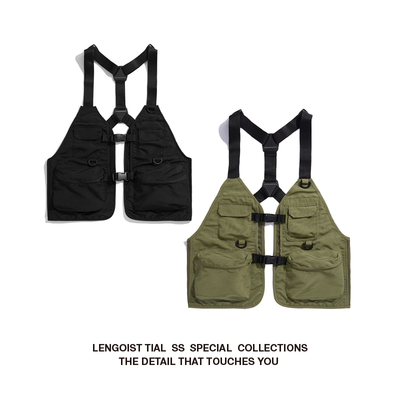 LENGOIST 防泼水男女outdoor机能户外战术多口袋网布侧翼钓鱼马甲