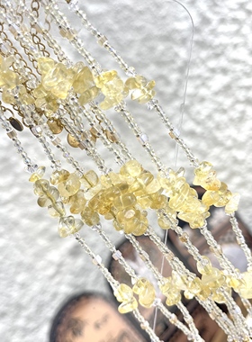 原创设计黄色碎石手串手链女小众高级感锁骨链复古个性不规则串珠