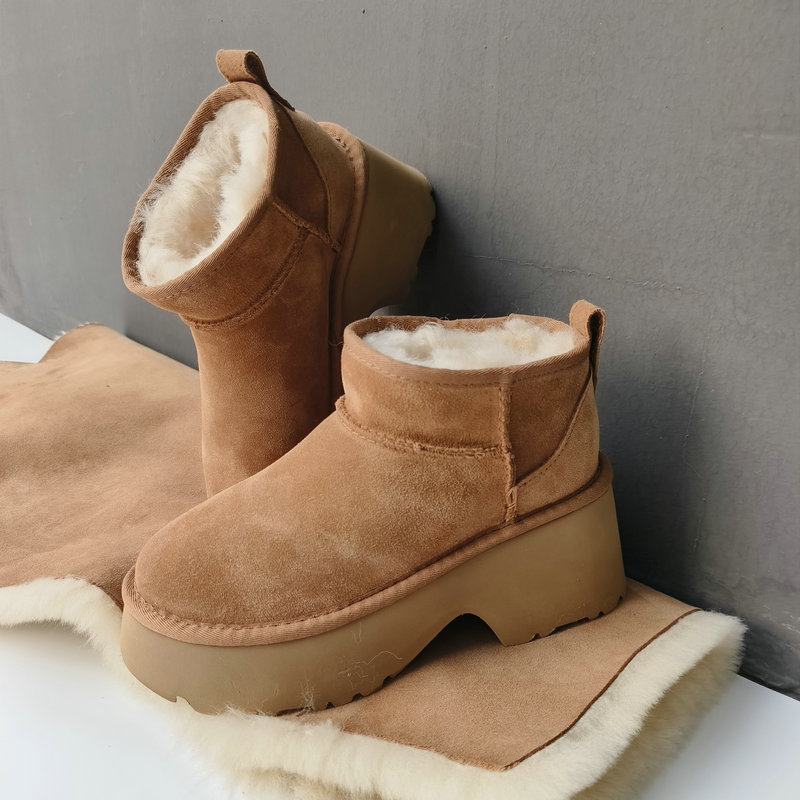 人鱼厚底雪地靴女迷你短筒纯羊毛