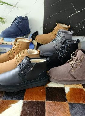断码清仓男士羊毛马丁靴系带皮毛一体雪地靴保暖棉鞋高帮休闲大码