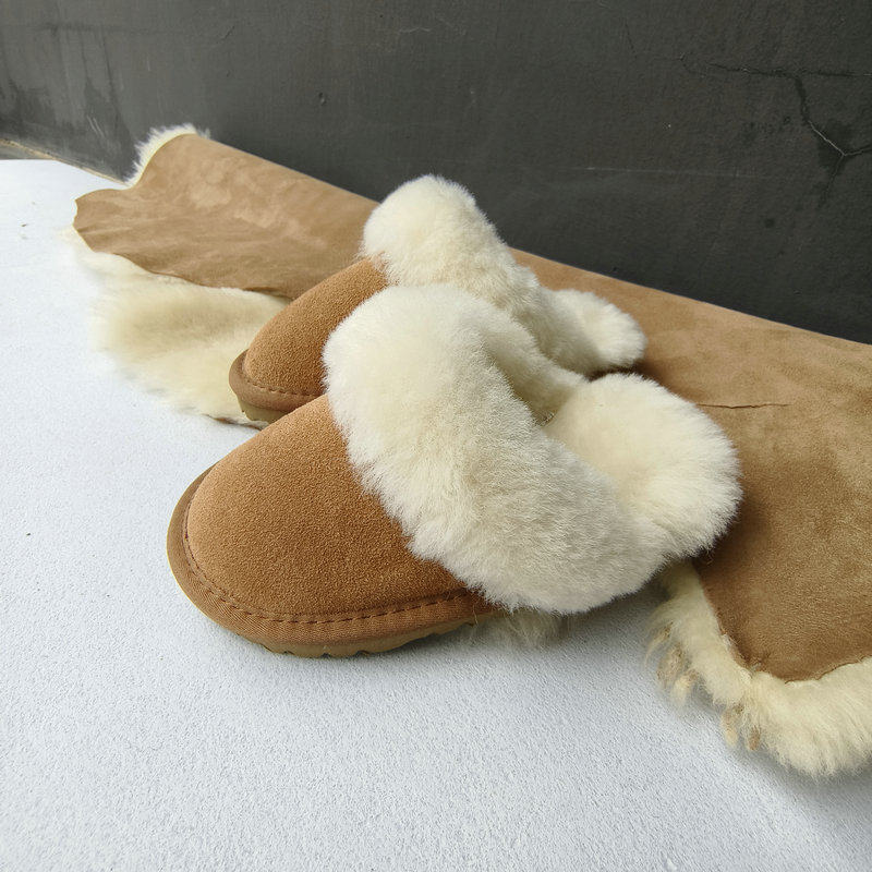 外贸出口儿童羊毛拖鞋男女孩皮毛一体加厚保暖包头亲子棉拖防滑