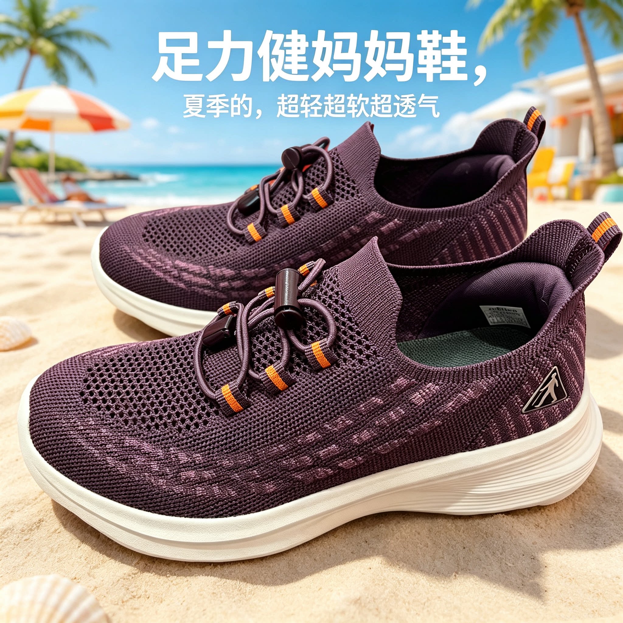 真实体店足力健老人鞋夏季透气网面运动鞋轻便软底妈妈一脚蹬健步