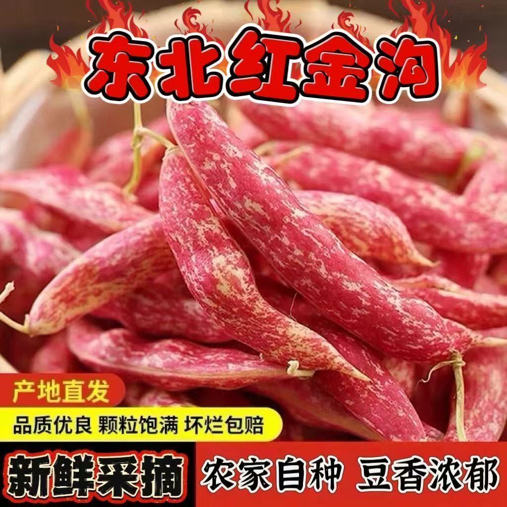 东北豆角新鲜黄金勾豆角黄金钩豆角红金钩油豆角顺丰包邮图片