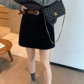 咖色短款 大码 胖mm半身裙女秋冬季 a字灯芯绒包臀复古裙子棕色短裙