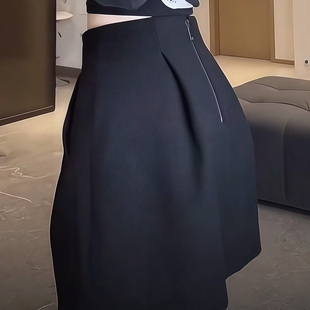 miu系灰色毛呢半裙短裙女2025新款 胖mm通勤花苞裙半身裙 秋冬大码