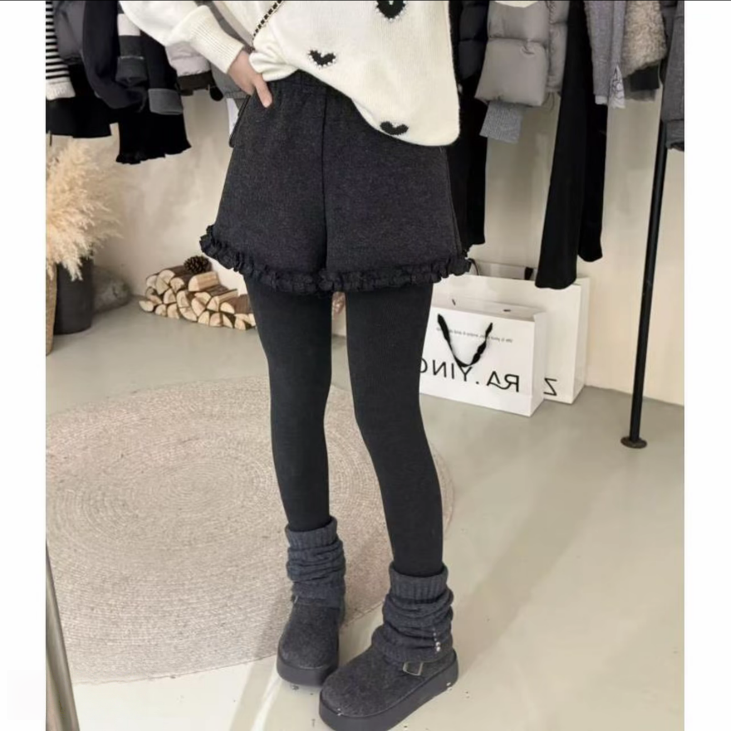 巨显瘦木耳花边毛呢短裤女胖mm大码秋冬季高腰防走光遮胯a字靴裤,女装/女士精品,大码裤装,淘宝优惠券,粉丝福利购,淘宝优惠卷