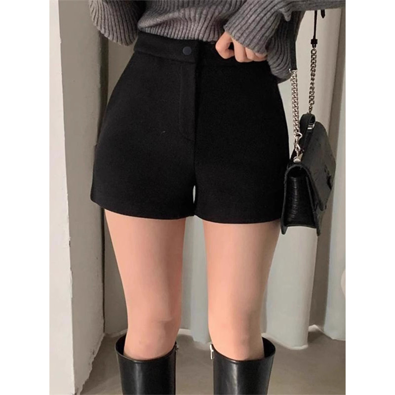 韩版黑色毛呢阔腿短裤女深秋初冬穿搭高腰显瘦时尚气质A字靴裤子,女装/女士精品,休闲裤,淘宝优惠券,粉丝福利购,淘宝优惠卷