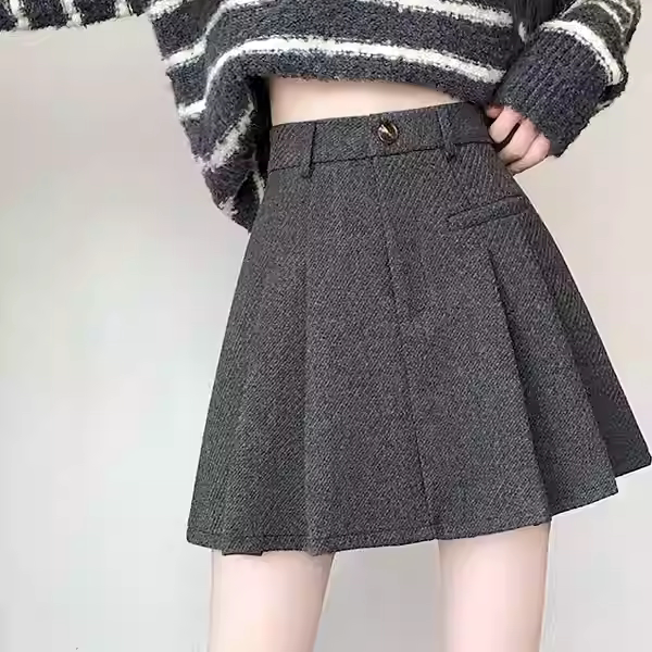 灰色羊毛呢子百褶半身裙女秋冬2025新款半裙高腰a字包臀短裙子女,女装/女士精品,大码半身裙,淘宝优惠券,粉丝福利购,淘宝优惠卷