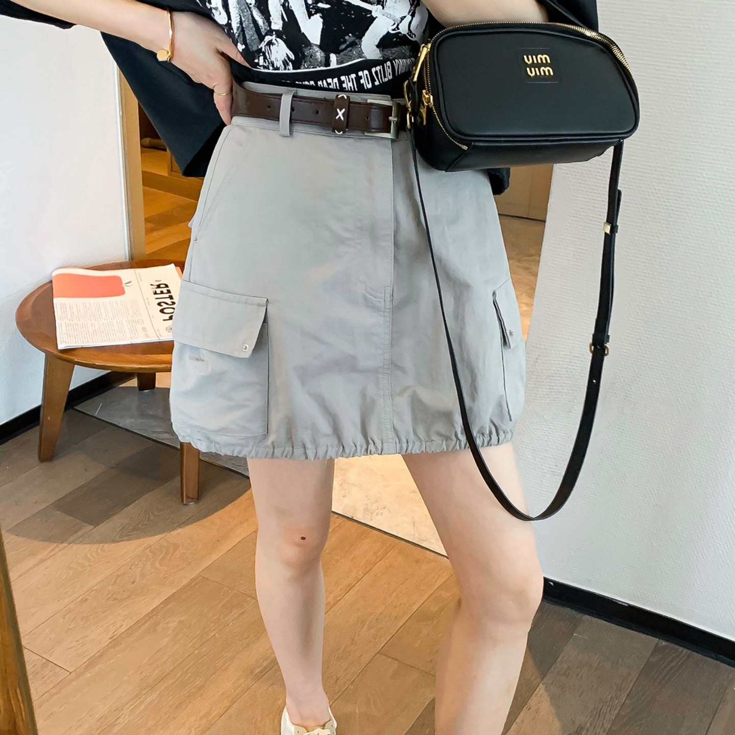 休闲口袋工装半身裙女大码胖mm2026夏季新款高腰显瘦A字花苞短裙,女装/女士精品,大码半身裙,淘宝优惠券,粉丝福利购,淘宝优惠卷