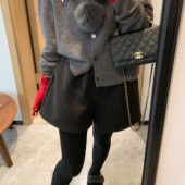 黑灰色松紧腰a字毛呢短裤 休闲高腰显瘦短裤 女大码 胖妹妹2025冬季