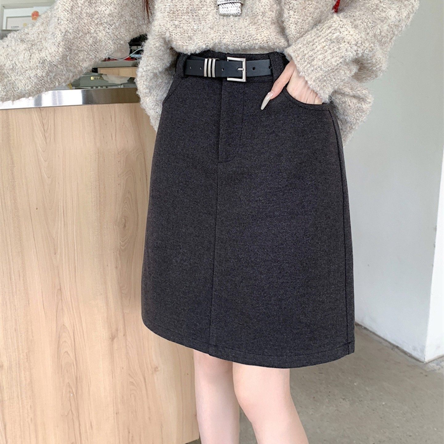 大码灰色加长款毛呢半身裙女高腰显瘦a字裙秋冬新款美式遮肚短裙,女装/女士精品,大码半身裙,淘宝优惠券,粉丝福利购,淘宝优惠卷