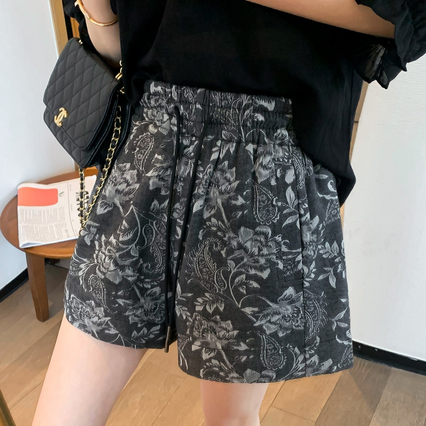 巨显瘦抽绳印花休闲短裤女大码胖mm2026年夏季新款高腰显瘦阔腿裤,女装/女士精品,大码裤装,淘宝优惠券,粉丝福利购,淘宝优惠卷