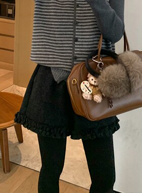 松紧高腰毛呢短裤女冬季厚款大码小个子梨型显瘦松弛感A字阔腿裤