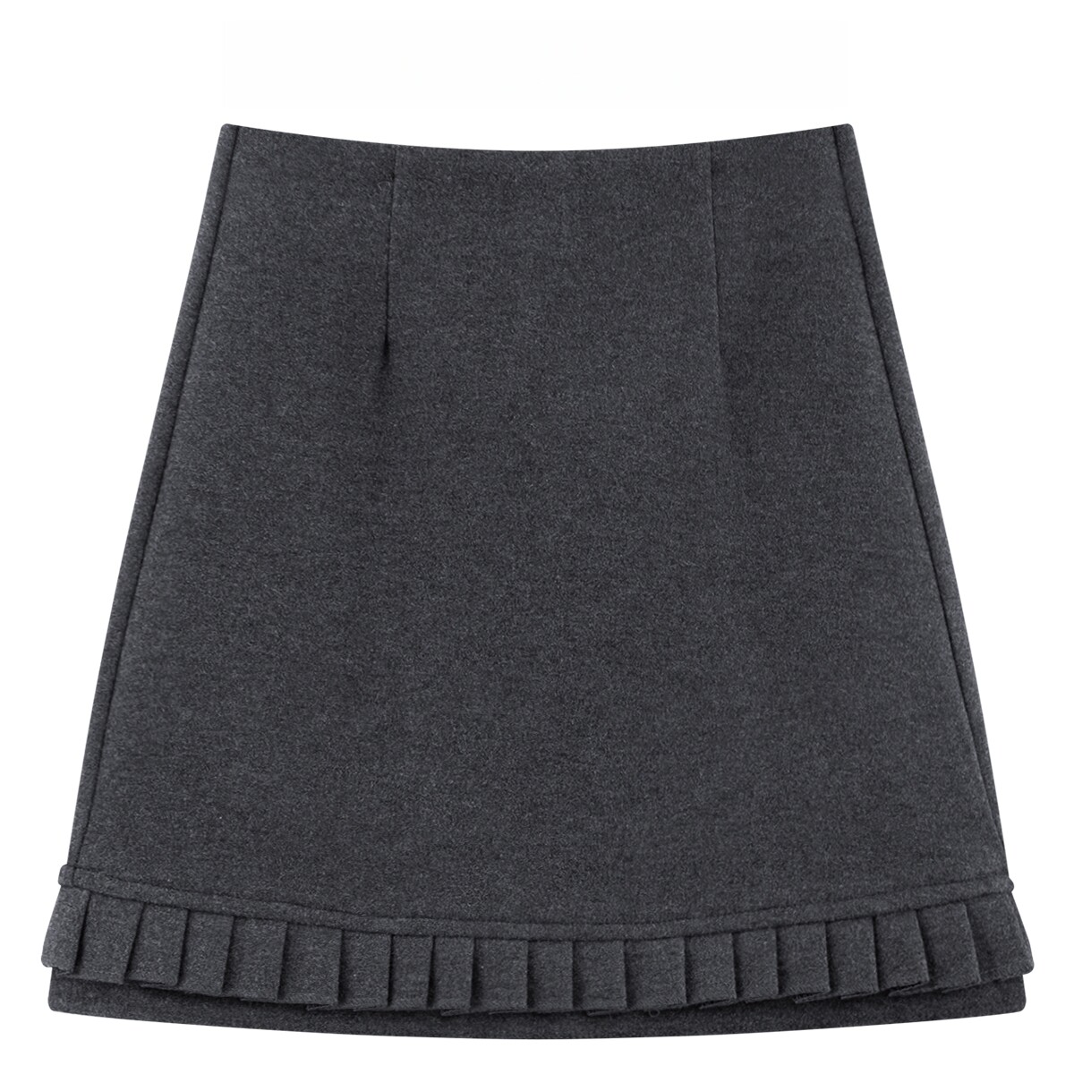 毛呢灰色半身裙女冬季新款洋气减龄木耳边短裙高腰百搭a字包臀裙,女装/女士精品,大码半身裙,淘宝优惠券,粉丝福利购,淘宝优惠卷