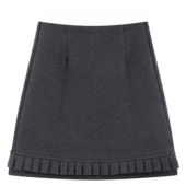 毛呢灰色半身裙女冬季 新款 洋气减龄木耳边短裙高腰百搭a字包臀裙