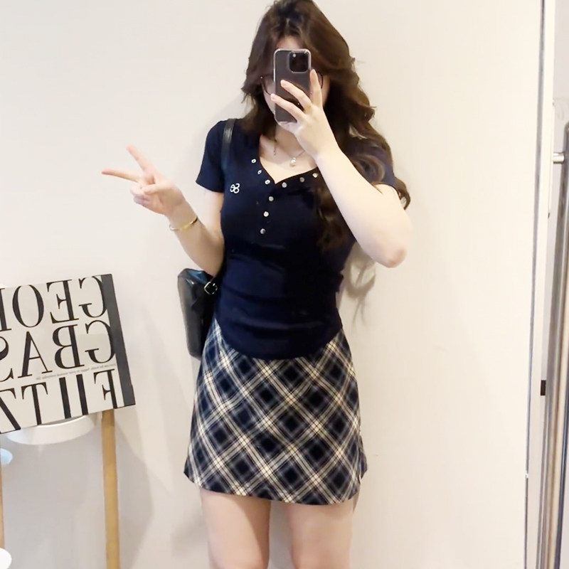 大码女装胖mm夏新款2025时尚百搭显瘦短袖T恤修身半身裙两件套女