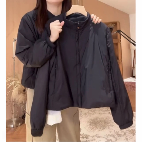 胖mm大码宽松黑色棉服女2025秋冬