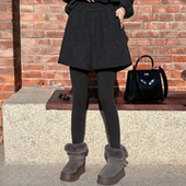 女秋冬新款 时尚 百搭大码 黑灰色高腰毛呢短裤 微胖MM遮胯显瘦阔腿裤