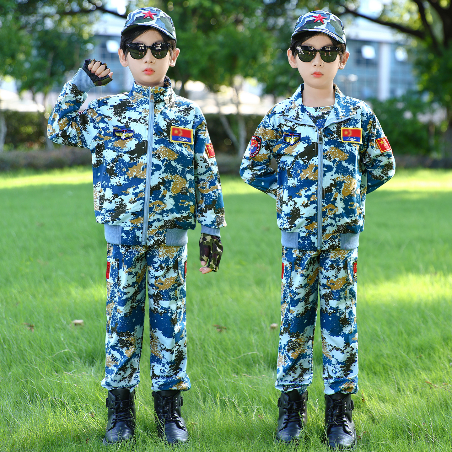 儿童迷彩服秋装套装男童特种兵空军衣服学生户外军训表演出服春秋