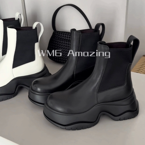「WM6」断码特价 机能运动风胎牛皮厚底靴烟筒靴切尔西靴