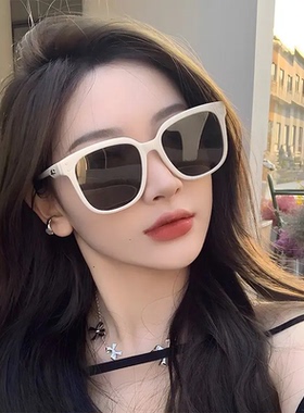 GM白色墨镜女款高颜值时尚太阳镜2025新款防紫外线方圆脸大脸显瘦