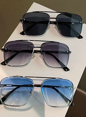 2025年新款透明蓝色太阳镜男士复古双梁开车墨镜出游旅行防紫外线