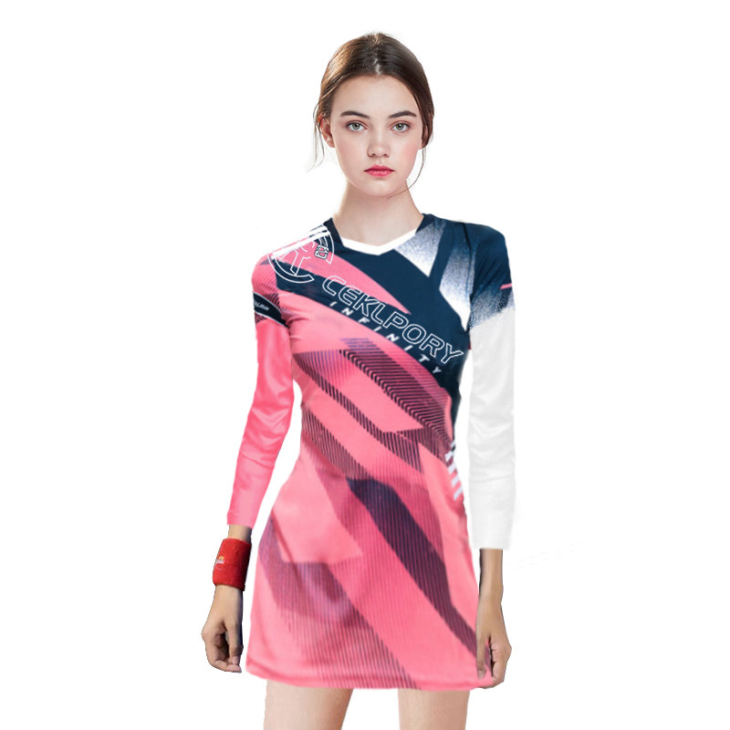 羽毛球服女长袖连衣裙速干短袖上衣情侣套装团购定制大码排网球服