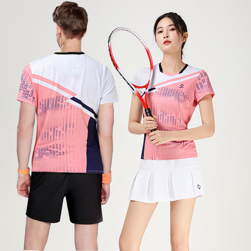 羽毛球服女套装新款情侣上下速干短袖上衣男团购印字定制网球服
