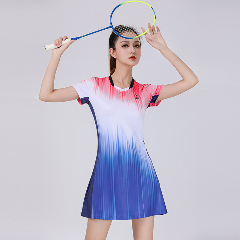羽毛球服女连衣裙运动速干女士短袖上衣情侣新透气t恤乒乓网球服