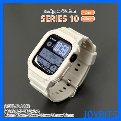 S10改装透明保护壳适用iWatch苹果手表S9一体硅胶运动表带45/46mm