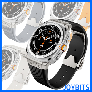 适用三星Galaxy手表watch8不锈钢蝴蝶扣Ultra金属保护壳硅胶表带