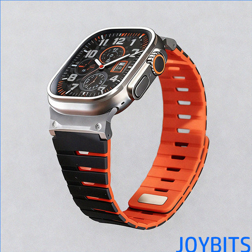 磁吸S11不锈钢Ultra3硅胶表带适用iWatch苹果手表透气运动46/49mm