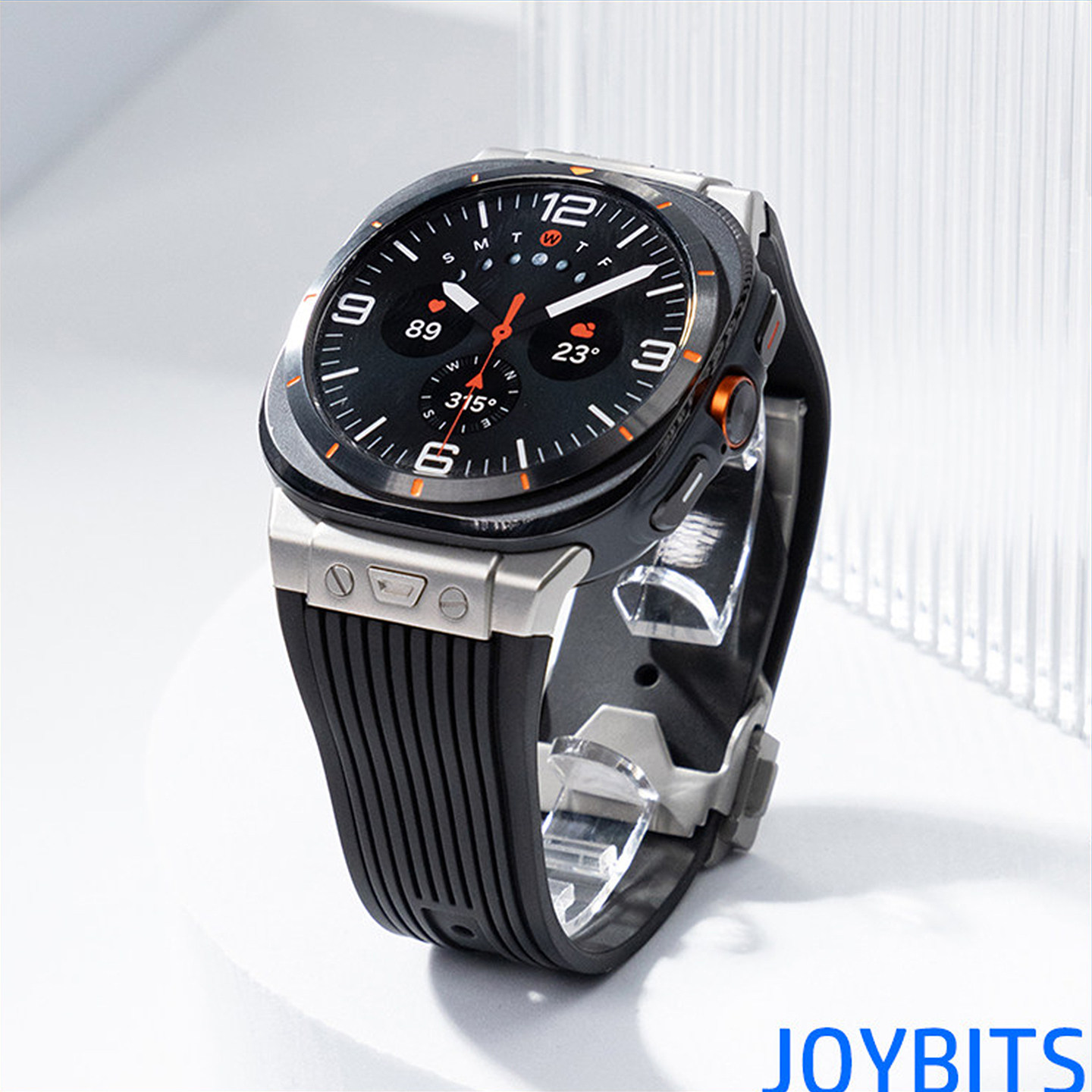 适用三星手表带Galaxy watch7不锈钢金属氟橡硅胶运动U