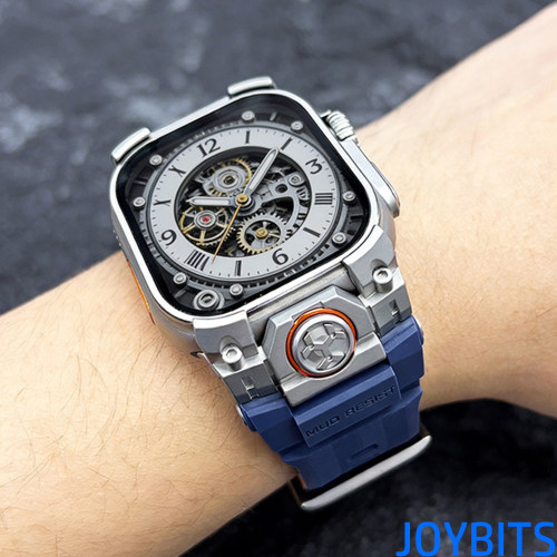 机甲不锈钢Ultra3/2硅胶边框表带适用iWatch苹果手表金属49mm运动