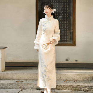 年轻款旗袍女新秋冬原创国风日常改良高级感显瘦新中式内搭连衣裙