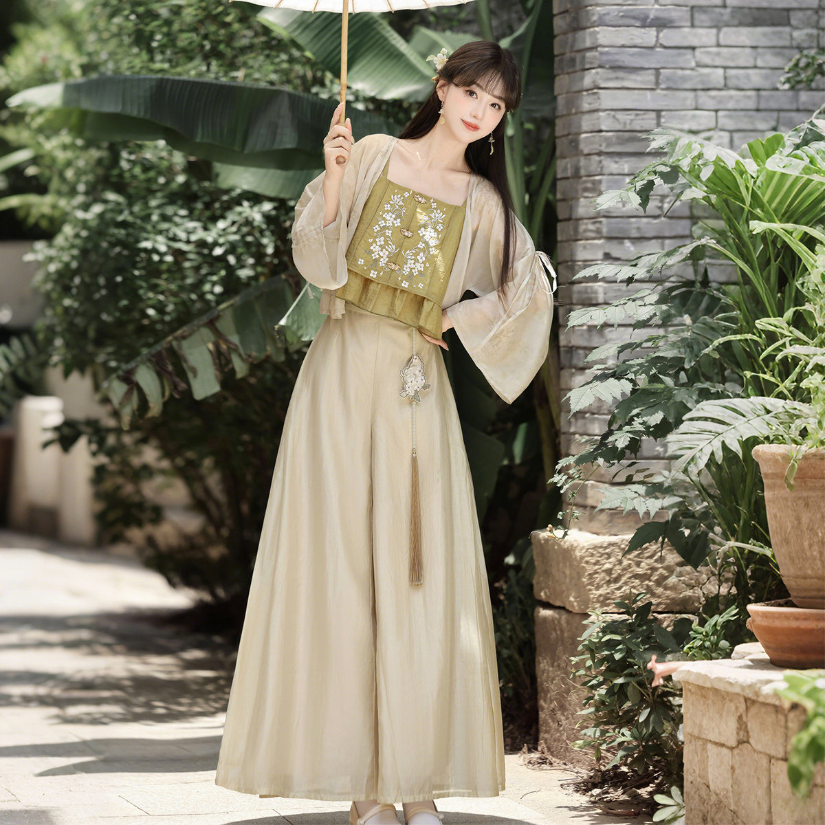 休闲裤女夏国风汉元素日常宽松遮肉阔腿裤高腰薄款显瘦新中式长裤,女装/女士精品,休闲裤,淘宝优惠券,粉丝福利购,淘宝优惠卷