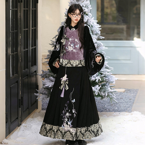 原创设计汉服秋冬汉服半身裙套装