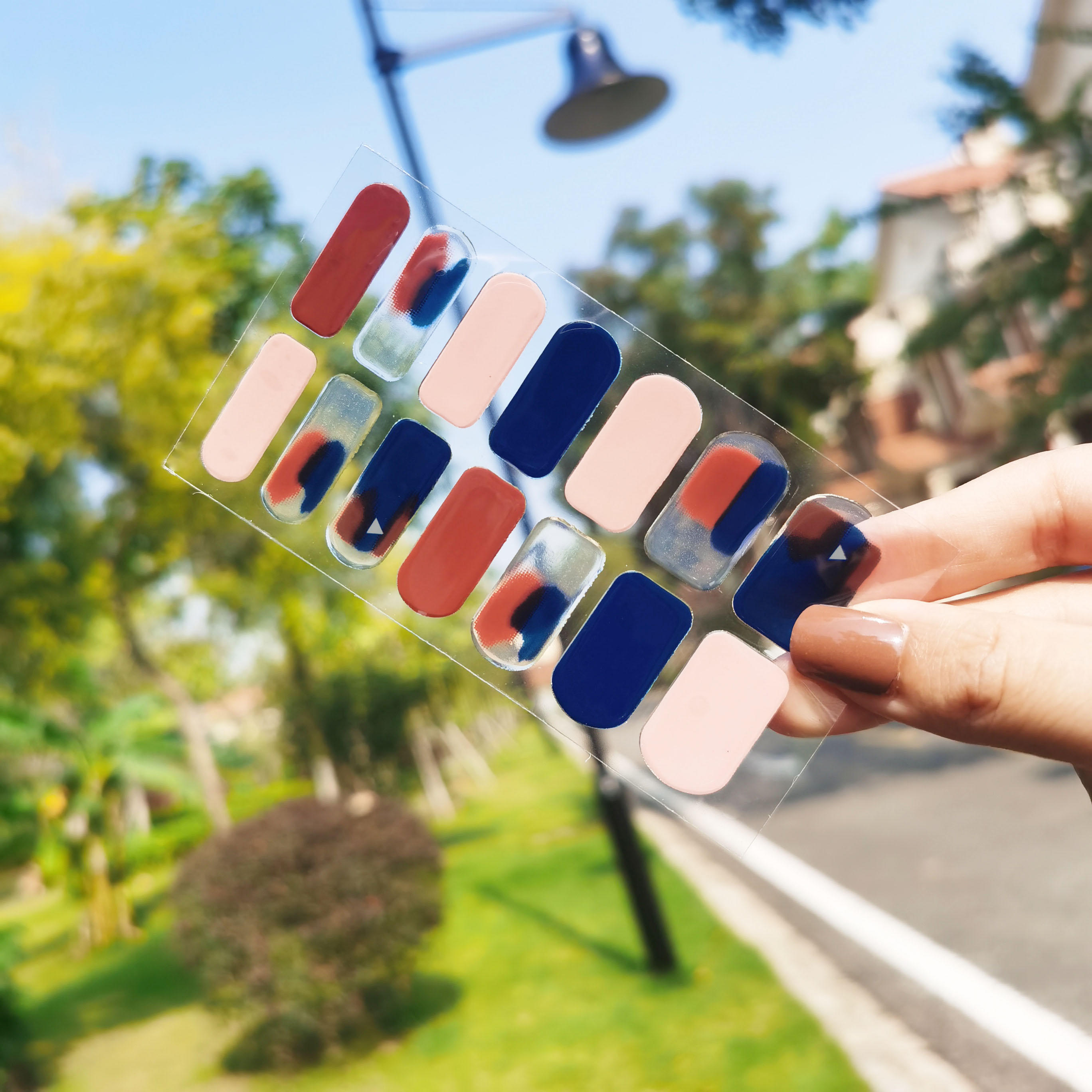 磨砂烫金星月一次性晕染美甲贴纸