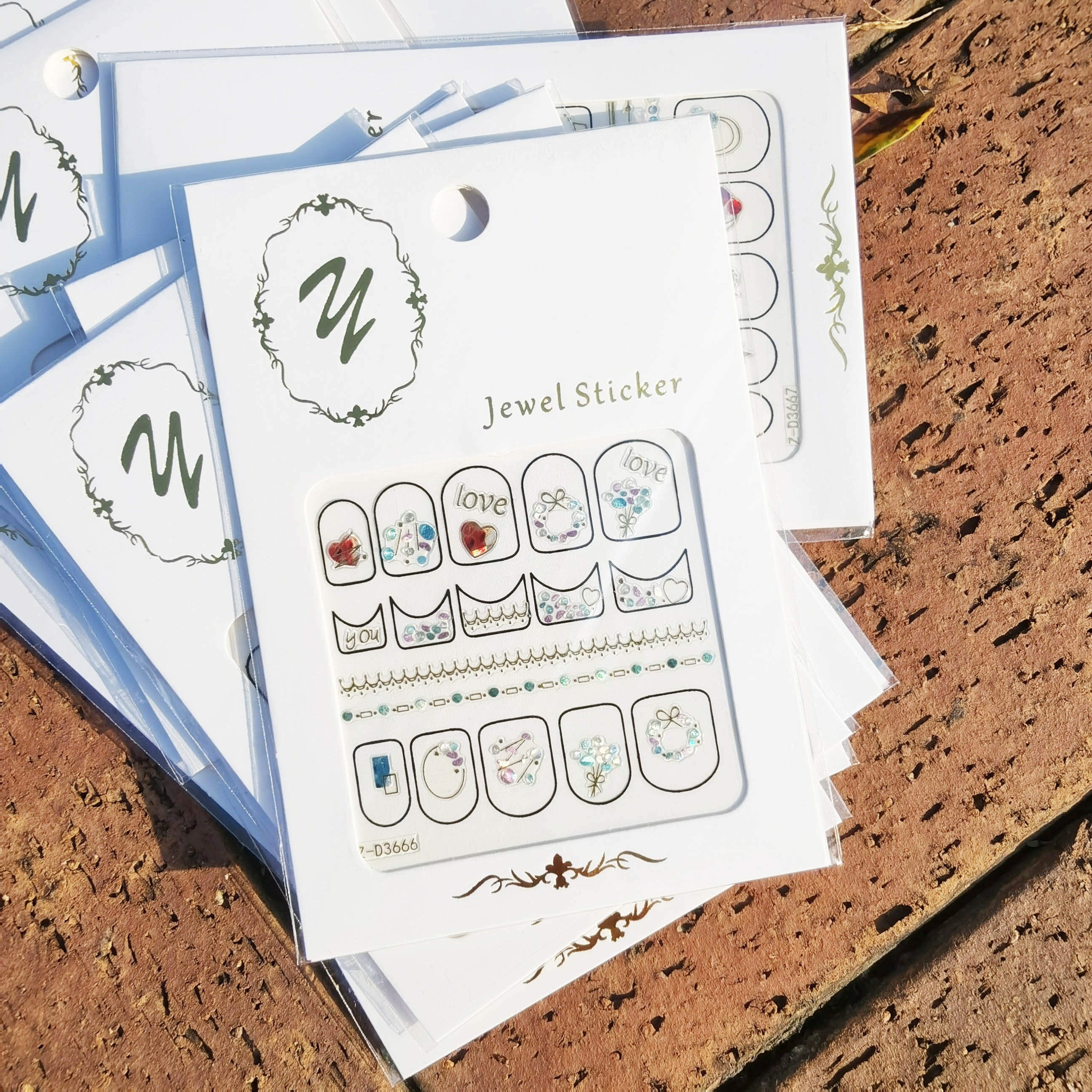 爱心3d立体烫金雪花星月美甲贴纸