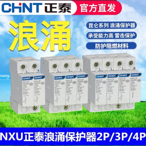 正泰浪涌保护器昆仑NXU-II 2P 3P 4P 20KA40kA 100KA避雷器NU6-Ⅱ