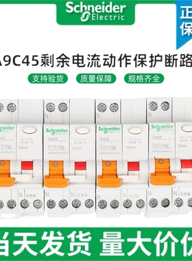 施耐德漏保开关EA9C45C6/10/16/20/25/32/40 30mA 漏电小型断路器