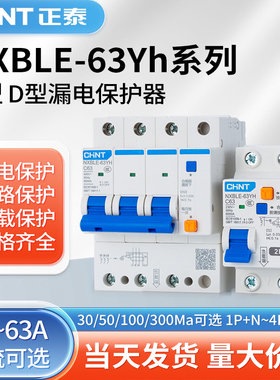 正泰漏电保护器NXBLE-63YH 1P2P3P+N4P 50MA 100MA 300MA C型 D型