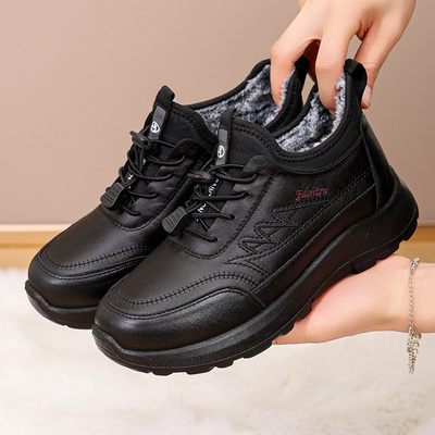 冬季加厚老北京棉鞋女中老年加绒妈妈鞋软底耐磨保暖老人女棉鞋