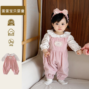超好看洋气女宝宝春装套装婴儿衣服春季背带裤幼儿两件套公主一岁