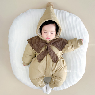 婴儿衣服女宝宝冬装连体超萌洋气冬季加厚夹棉服冬天外出抱衣一岁