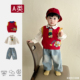 春季 超好看洋气男宝宝针织背心马甲衬衫 时髦套装 小童春装 潮 牛仔裤