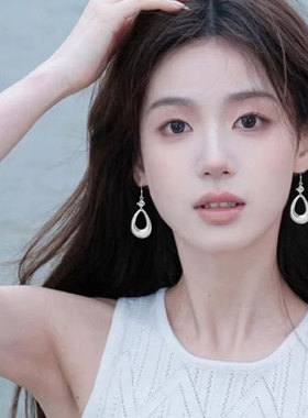 纯银耳环女小众气质银色耳饰个性设计感时尚法式高级感水滴形耳坠