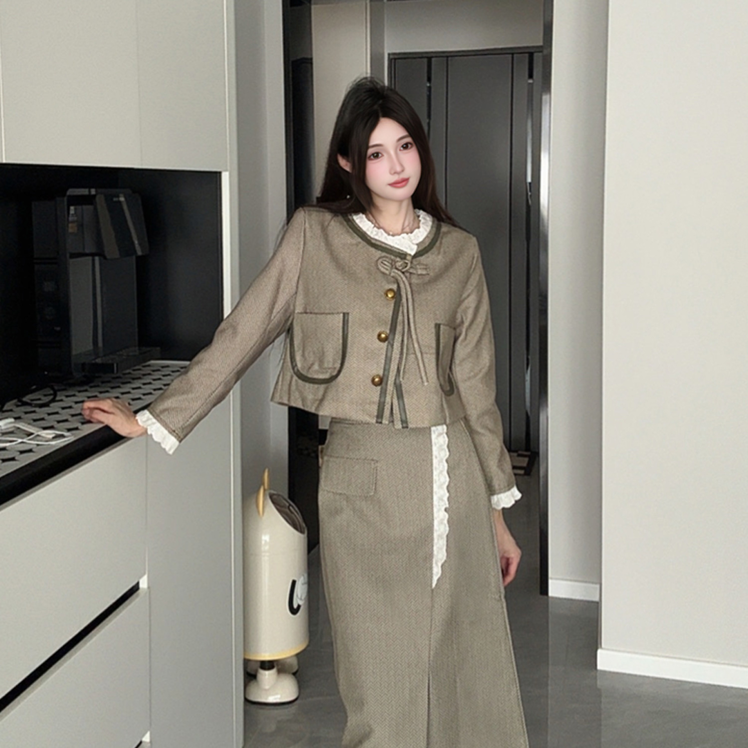 小香风套装深秋装搭配一整套外套上衣半身裙高级感小洋装两件套女