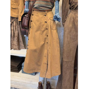 美拉德复古棕色半身裙女2026新款 巨好看 早秋裙子轻奢小众不撞款