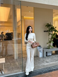 上衣绝美修身 新款 内搭打底衫 针织衫 毛衣女 小香风重工烫钻设计长袖